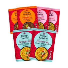 Maya Kaimal Foods - Organic Indian Everyday Dal Variety Pack No. 2 - 10oz 3 flavors, 2 Each - Red Lentil, Black Lentil, & Green Split Pea - Vegan