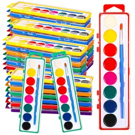 Watersay 36 Pack Watercolor Paint Set for Kids Bulk 8 Colors Washable Water Color Paint with Paint Brushes for Party Favors Students School Classroom Supplies Prizes Art Activities