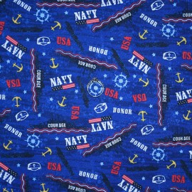 Signature BonEful FQ Cotton Quilt USA Navy Ship Blue American Flag Star Soldier Vet Anchor