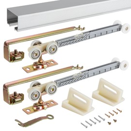 48 Inch Porcket Door Hardware Kits with Soft Close & Soft Open, Pocket Door Commercial Grade Hanger with 6ft Aluminum Track for New Building, No Door Included.