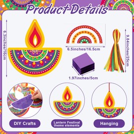 Motiskyy 24 Sets Diwali Craft Kit DIY Diwali Diyas Festival of Lights Tissue Paper Craft Hanging Ornament for Rangoli Deepavali Party Decorations Supplies