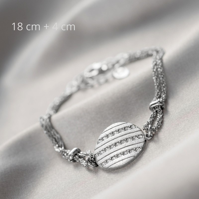 Womens Sterling Silver 925 Bracelet With Round Pendant Adjustable Length