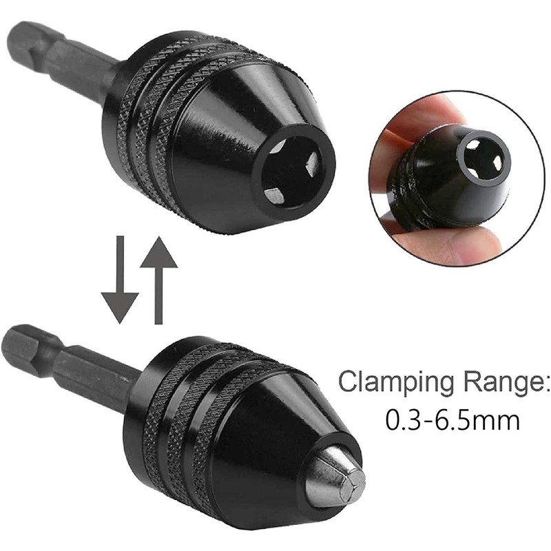 Gasea 0.3-6.5mm Keyless Drill Chuck Conversion Tool, 1/4 Inch Hex