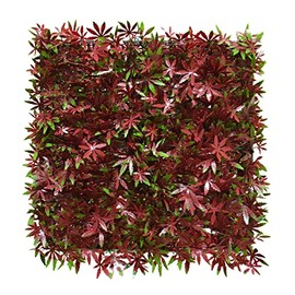 Windscreen4less 10 PCS 20"x20" Artificial Boxwood Panels Faux Plant Grass Green Wall Panel Decoration for Outdoor Indoor Garden Backyard (Red Maple)