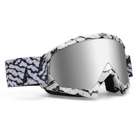 4-FQ Dirt Bike Goggles - Polarized MX Helmet Goggles for ATV, Motocross, Off-Road & Ski Eyewear - UV400 Anti Fog Scratch, Windproof Dustproof Goggle for Youth Men & Women - Sliver Lens