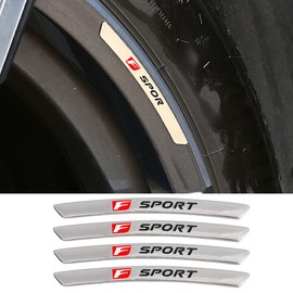Lexus F sport Wheel Sticker Rim Sticker Car Motorcycle Bicycle (F, Silver)