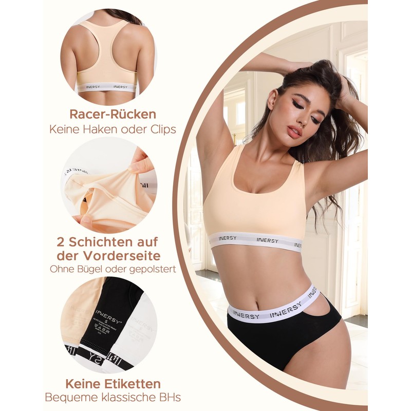 INNERSY Women's Bra Without Underwire Classic Bras Unpadded Comfortable Bustier