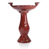 24" Tall Outdoor Ceramic Antique Pedestal Birdbath with 2 Bird
