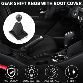 TUCKBOLD 6 Speed Manual Gear Shifter Knob with Cover for Volkswagen Passat 3C B6 | Front Gearbox Stick Shifter Lever Knob Black Plastic Faux Leather 1 Pcs