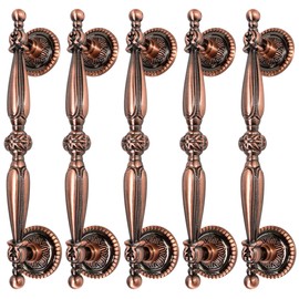 5 Packs of 5'' Bronze Vintage Cabinet Handles – Antique Copper Drawer Pulls, Euro Style Dresser Pull for Kitchen Furniture, Bedroom & Bathroom Hardware, 5''/128mm Hole Centers, 6.5 Inch Overall Length