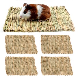 CVFRTT 4 Pieces Of Small Straw Mats, Woven Pet Straw Mats, Pet Sleeping Mats, Rabbit Bedding, Small Animal Mattresses, Pet Supplies