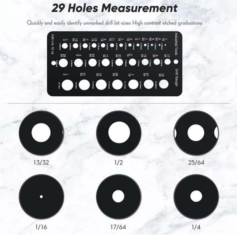 29 Hole Drill Gauge, Dual Measurement Scale, Quick and Easy