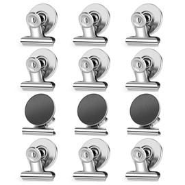 Magnetic Clip, Pack of 12 Silver Fridge Magnets, Magnets for Magnetic Board, Magnets with Clips, Scratch-Free Magnetic Clips, Strong Magnetic Clips for Photos, Stickers, Bags