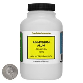 Ammonium Alum [(NH4) Al(SO4) 2] 99.9% Food Grade Powder 8 Oz in a Bottle