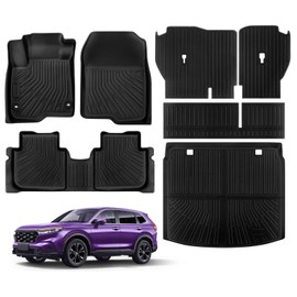 TSLDRV Floor Mats for Honda CR-V 2025 Hybrid 2024 2023 (Not Gas) Full Sets CRV All Weather Floor Mats for Honda CR-V Accessories 2025-2023 TPE Back Seat Cover Protector Trunk Frunk Mat