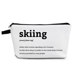 YULUENZE Funny Gifts Skiing Definition Makeup Bag Toiletry Pouch with Zipper Birthday Christmas Gift Ski Accessories Cosmetic Bag for Women Ski Lovers Friends Skiers BFF
