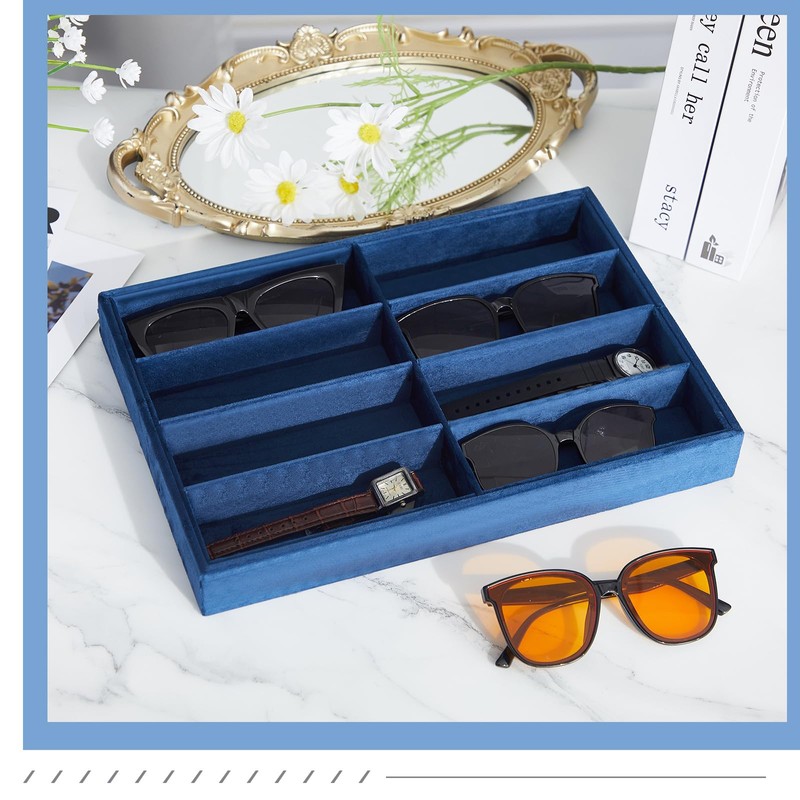 Amylove 2 Pcs Sunglass Organizer Trays Glasses Stackable Jewelry Trays