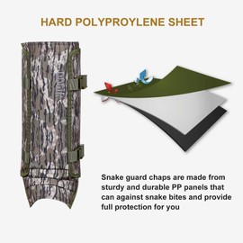 UIIHUNT Snake Gaiters, Waterproof Snake Chaps Snake Gaiter for Men Women, Adjustable Snake Bite Protection Snake Guards for Lower Legs, Snake Proof Gaiters for Hunting/Hiking/Farm Working (Back Camo)