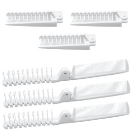 Piutouyar 6 Pack Travel Hair Comb, Portable Folding Comb Brush Combo, Small Compact Pocket Collapsible Comb, Anti-Static Double Headed Combs(White)