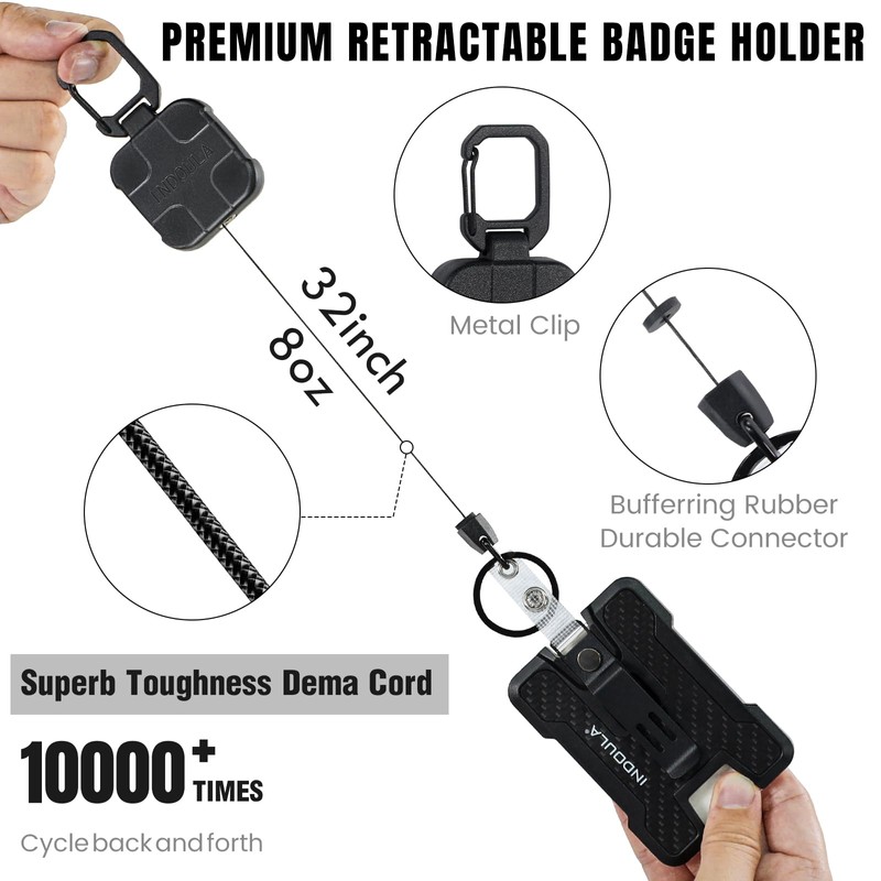 INDOULA 2 Pack Retractable Badge Holder and Heavy Duty Retractable