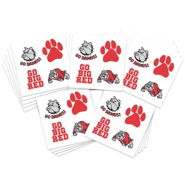 Sports Spirit Temporary Tattoos/ 100 Mini Team & School Spirit Designs/Skin Safe/Removable (Red Dawgs)