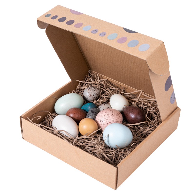 12PCS Portable Wood Simulation Eggs DIY Easter Egg for Home