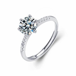 MAIABLEAU Moissanite Engagement Rings for Women S925 Sterling Silver with 18K White Gold Plated 1 Carat D Color VVS1 Clarity Jewelry for Anniversary Wedding 6 Prong