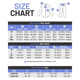 Oumurs Motorcycle Rain Suit For Men & Women Ultra Light Waterproof Motorcycle Rain Gear with Reflective Rain Jacket Pants Pants,Fishing Riding Golf Working Bike Hunting Camping Rain Coat Black Grey