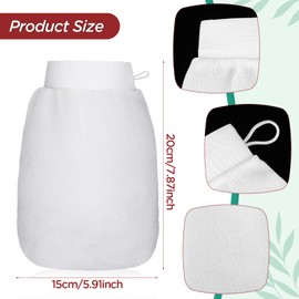 PROUSKY 2 Pieces Exfoliating Gloves, Body Exfoliating Gloves, Double Sided Body Bath Gloves, Body Exfoliating Gloves, Dead Skin Removal for Bath, Shower, Spa (White)