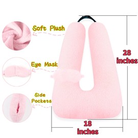 Sexysamba Travel Pillow with Sleep Mask Set Car Pillow Kids Travel Pillow for Sleeping U Shaped Car Seat Pillow Head Neck Body Support for Kids and Adults Road Trip Accessories,Pink