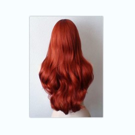 Vibrant Red Long Curly Wig, Heat Resistant Synthetic Hair Cosplay Wig with Adjustable Cap,Babi Curls Mermaid Hairstyle Wine Red Long Wavy wig for Ariel/Costume/Anime/Party