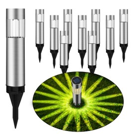pearlstar Solar Outdoor Lights,10 Pack Waterproof Stainless Steel Solar Stake Lights,Solar Light Outside for Pathway,Path, Walkway, Driveway, Yard, Patio, Garden Decor（Warm White）