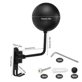 Motorcycle Helmet Stand with Hook, Motorbike Helmet Holder for Wall Mount and Helmet Holder for Bike, Aluminum 180°Rotatable Hat Stand Motorcycle Helmet Display Rack for Hard hat, Can Hang Keys