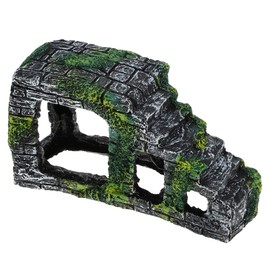 VOCOSTE Turtle Basking Platform, Reptile Climbing Shale Resin Tortoise Rock Aquarium Ornament, Gray, Green, 8.7"x3.5"x4.5"