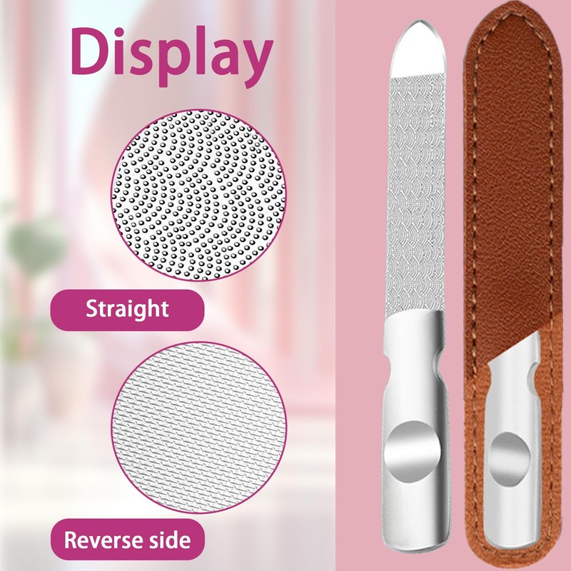 Professional Double-Sided Nail Files, Glass Manicure Stick with Non-Slip Handle,