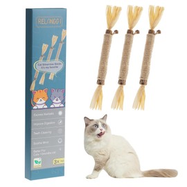 RELONGGI 3 PCS Cat Chew Toys with Silvervine & Catnip - Dental Sticks for Teeth Cleaning, Interactive Cat Toys for Indoor Cats Kittens - Catnip Toys for Cats