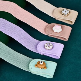 Kawuwa 4 Pieces Buckle Free Stretch Belt Comfortable Invisible Elastic Belt Adjustable Belt (Mac3 Series)