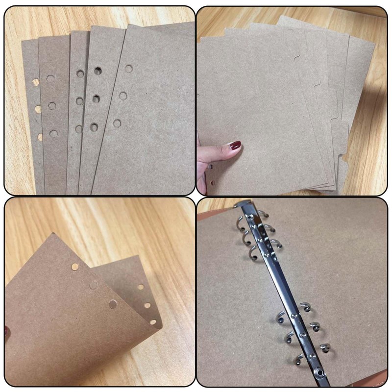 20pcs A5 Binder Dividers with Tabs 6-Hole Kraft Paper Index
