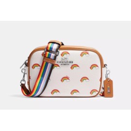 Coach NWT Coach CJ647 Mini Jamie Camera Bag Crossbody With Rainbow Print Chalk Multi