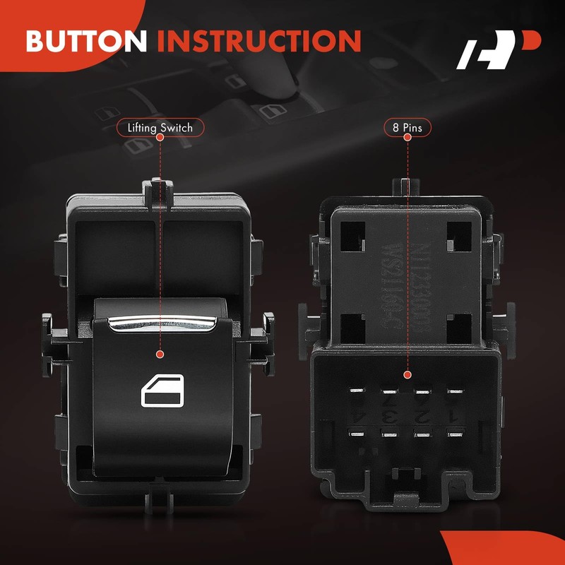 A-Premium 8 Pins Power Window Switch Compatible with Ford F-150