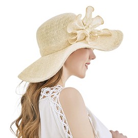 Haoohu Women's Church Derby Hat Flower Bucket Hat Wedding Dress Hat Fascinator Bridal Tea Party Hat