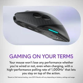 Alienware Wired/Wireless Gaming Mouse AW610M - 16000 DPI Optical Sensor, 350 Hour Rechargeable Battery, 7 Buttons, 3-ZONE 16.8m AlienFX RGB Lighting, Ergonomic - Dark Side of the Moon