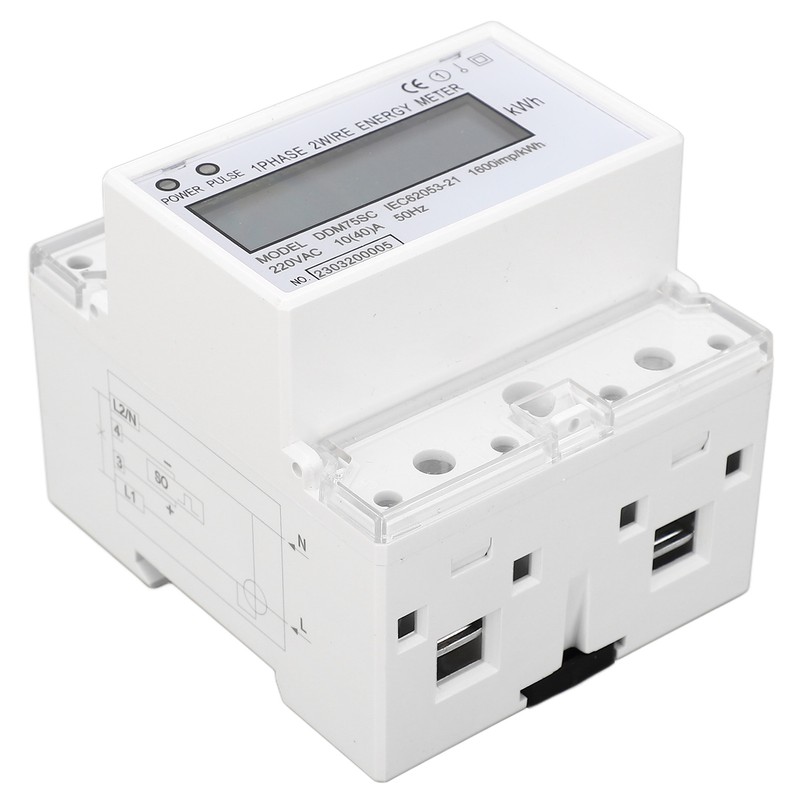 Energy Meter 1 Phase 2 Wire 4P Digital LCD Kwh