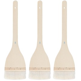 ZEONHEI 3 PCS 3 Inch Flat Hake Brushes, Soft Goat Hair Brush and Hake Paint Brush with Solid Wooden Handle, Hake Brushes Set for Watercolor Pottery Painting Arts
