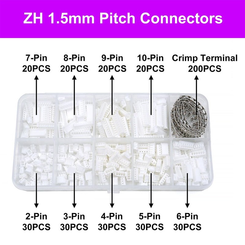 ZH 1.5 mm Connectors and Crimp Terminal Kit Compatible with