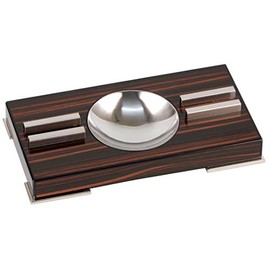 GERMANUS Cigar Ashtray in Black Brown Wood for 2 Cigars