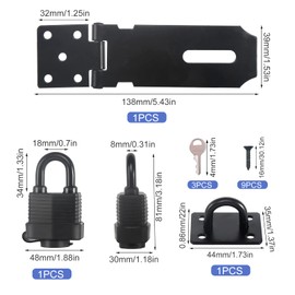 Stainless Steel Bolt Lock Hasp with Padlock & Screws, Security Device for Garden Gate, Door Bolt for Garden Gate, Non-Deformable Door Lock for Wooden Door, Shed
