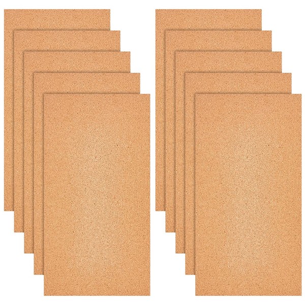 OLYCRAFT 10 Sheets Cork Sheets 305x155mm Thick Cork Roll Brown Cork Board Rectangle Cork Tiles Cork Mats for Coaster Placemat Kitchen Dining Hall DIY Crafts Supplies