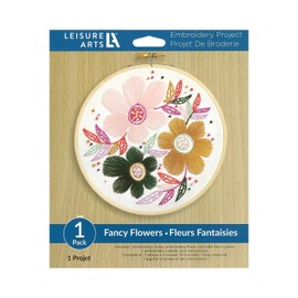 Leisure Arts Embroidery Kit 6" Fancy Flowers - Embroidery Kit for Beginners - for Adults Cross Stitch Kits Cross Stitch Kits Beginners Patterns