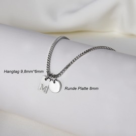 Lantine Women's Letter Necklace A-Z Titanium Steel, 41 cm + 5 cm Extension, 1.55 mm Box Chain with Round Pendant